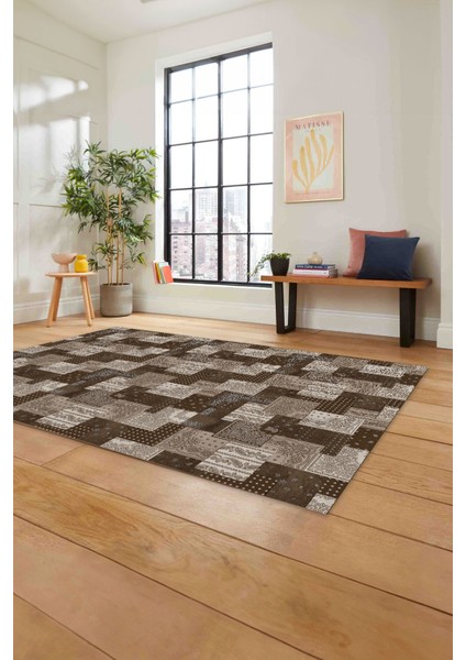 Baskılı Patchwork Klasik Model Yıkanabilir Kaymaz Yolluk Mutfak Salon Halısı, Patchwork-31-Kahve, fiyatları