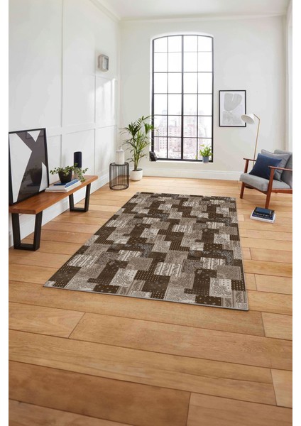 Baskılı Patchwork Klasik Model Yıkanabilir Kaymaz Yolluk Mutfak Salon Halısı, Patchwork-31-Kahve, fırsatları