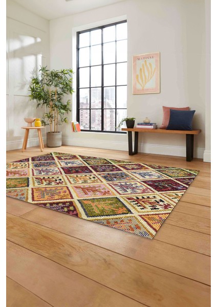 Baskılı Patchwork Etnik Modern Yıkanabilir Kaymaz Yolluk Mutfak Salon Halısı, Patchwork-32-Renkli, fiyatları