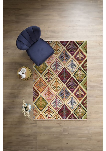 Baskılı Patchwork Etnik Modern Yıkanabilir Kaymaz Yolluk Mutfak Salon Halısı, Patchwork-32-Renkli, modelleri