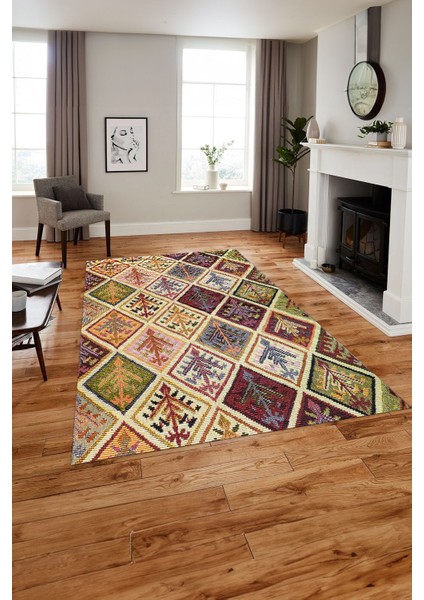 Baskılı Patchwork Etnik Modern Yıkanabilir Kaymaz Yolluk Mutfak Salon Halısı, Patchwork-32-Renkli, indirimleri