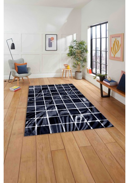 Baskılı Patchwork Leopar Desen Yıkanabilir Kaymaz Yolluk Mutfak Salon Halısı, Patchwork-24-Lacivert,
