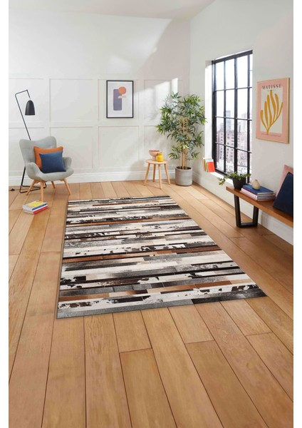 Baskılı Patchwork Post Motifli Yıkanabilir Kaymaz Yolluk Mutfak Salon Halısı, Patchwork-37-Renkli,