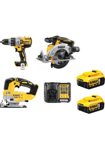 DCD996NT+ DCS334NT + DCS565NT + 2 x 5 Ah Akü + Şarj Cihazı