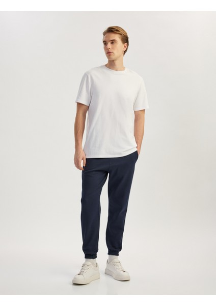 Şerit Detaylı Pamuk Karışımlı Beli Bağcıklı Eşofman Altı