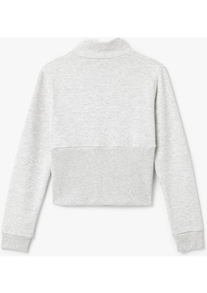 Kolej Baskılı Dik Yaka Uzun Kollu Fermuarlı Sweatshirt fırsatları