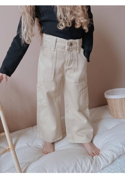 Yigit Butik Kargo Cepli Kız Çocuk Jeans Pantolon