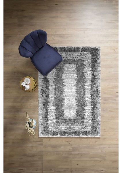 Dijital Sade Dikdörtgen Desenli Yıkanabilir Kaymaz Yolluk Mutfak Salon Halısı, Sade-63-Gri,