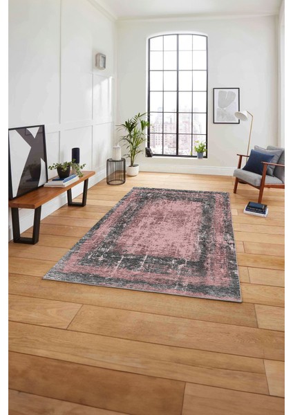 Dijital Baskılı Sade Çerçeveli Desen Yıkanabilir Kaymaz Yolluk Mutfak Salon Halısı, Sade-62-Pembe, fiyatları