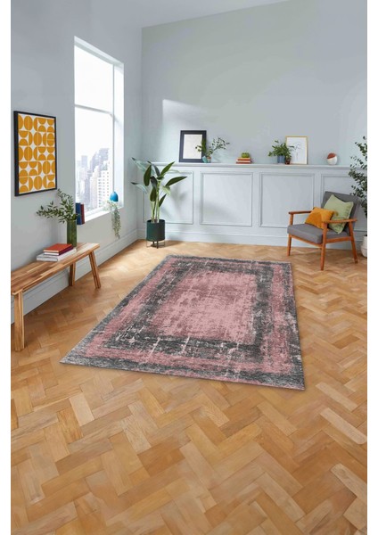 Dijital Baskılı Sade Çerçeveli Desen Yıkanabilir Kaymaz Yolluk Mutfak Salon Halısı, Sade-62-Pembe, fırsatları