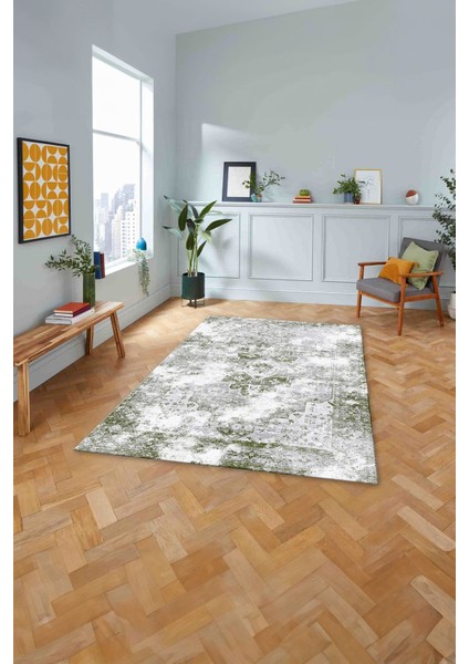 Dijital Sade Akriliik Desenli Yıkanabilir Kaymaz Yolluk Mutfak Salon Halısı, Sade-64-Yeşil, fırsatları