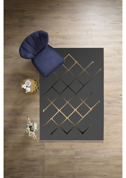 Dijital Baskılı Sade Çizgili Desen Yıkanabilir Kaymaz Yolluk Mutfak Salon Halısı, Sade-51-Gri,