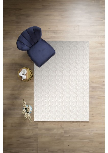 Dijital Baskılı Sade Geleneksel Model Yıkanabilir Kaymaz Yolluk Mutfak Salon Halısı, Sade-107-Krem,