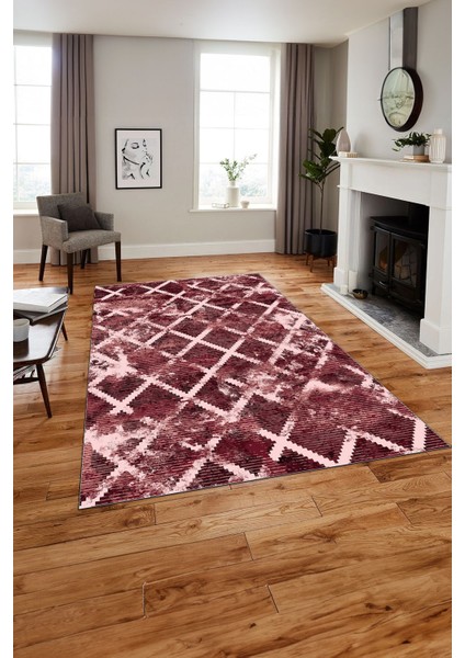 Dijital Baskılı Sade Kilim Desenli Yıkanabilir Kaymaz Yolluk Mutfak Salon Halısı, Sade-54-Bordo, modelleri