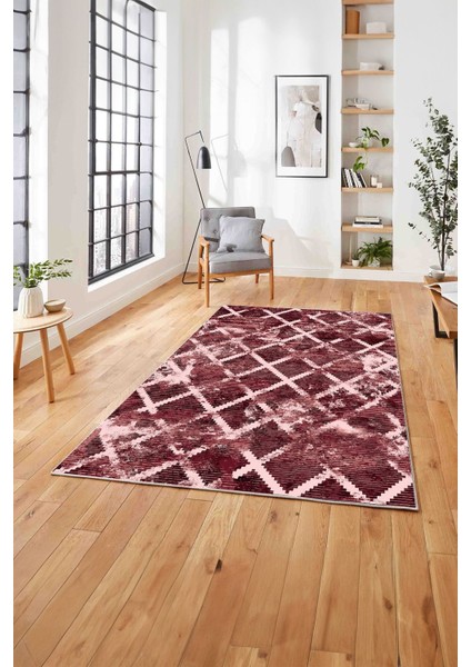 Dijital Baskılı Sade Kilim Desenli Yıkanabilir Kaymaz Yolluk Mutfak Salon Halısı, Sade-54-Bordo, indirimleri