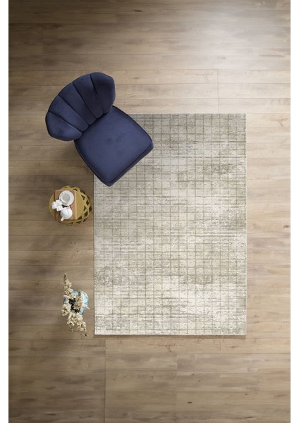 Dijital Baskılı Sade Kare Motifli Yıkanabilir Kaymaz Yolluk Mutfak Salon Halısı, Sade-72-Bej,