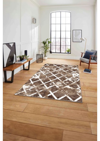 Dijital Baskılı Sade Kilim Desenli Yıkanabilir Kaymaz Yolluk Mutfak Salon Halısı, Sade-54-Kahve, fiyatları