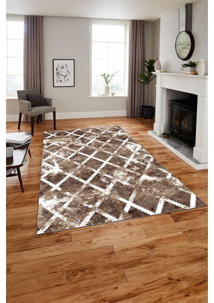 Dijital Baskılı Sade Kilim Desenli Yıkanabilir Kaymaz Yolluk Mutfak Salon Halısı, Sade-54-Kahve, modelleri