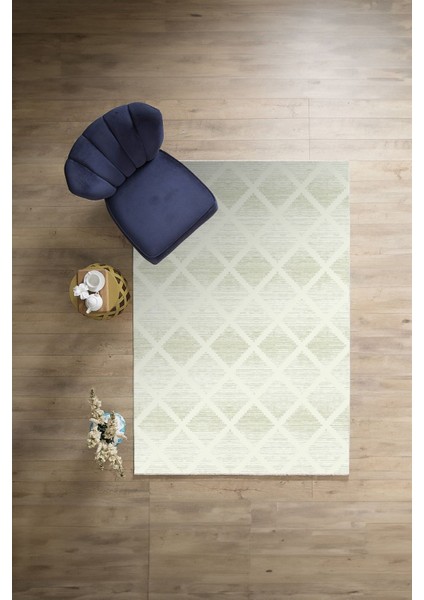 Dijital Baskılı Sade Kare Çizgili Yıkanabilir Kaymaz Yolluk Mutfak Salon Halısı, Sade-56-Krem,