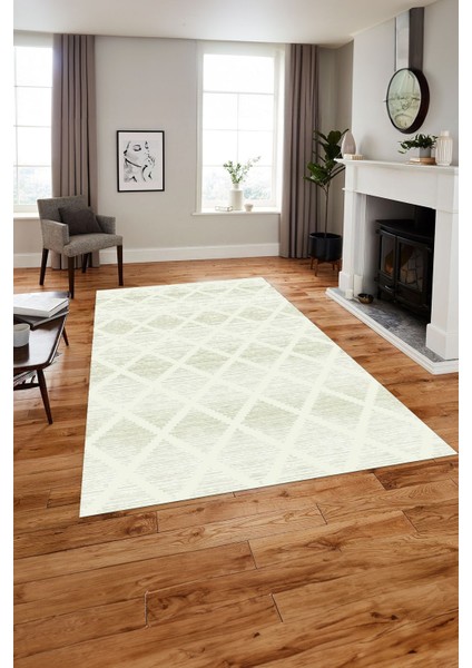 Dijital Baskılı Sade Kare Çizgili Yıkanabilir Kaymaz Yolluk Mutfak Salon Halısı, Sade-56-Krem, modelleri