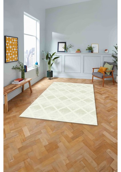 Dijital Baskılı Sade Kare Çizgili Yıkanabilir Kaymaz Yolluk Mutfak Salon Halısı, Sade-56-Krem, fırsatları