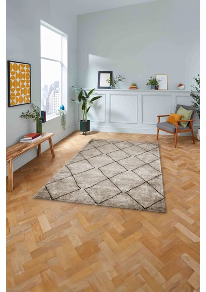 Dijital Baskılı Sade Dörtgen Çizgili Yıkanabilir Kaymaz Yolluk Mutfak Salon Halısı, Sade-52-Kahve, fırsatları