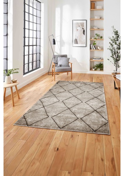 Dijital Baskılı Sade Dörtgen Çizgili Yıkanabilir Kaymaz Yolluk Mutfak Salon Halısı, Sade-52-Kahve, indirimleri