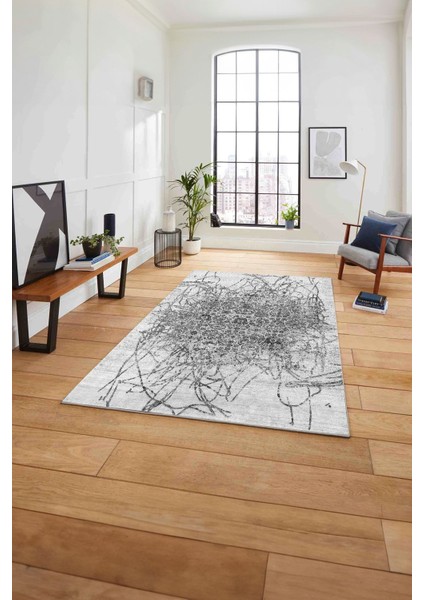 Dijital Baskılı Sade Akrilik Desen Yıkanabilir Kaymaz Yolluk Mutfak Salon Halısı, Sade-59-Gri,