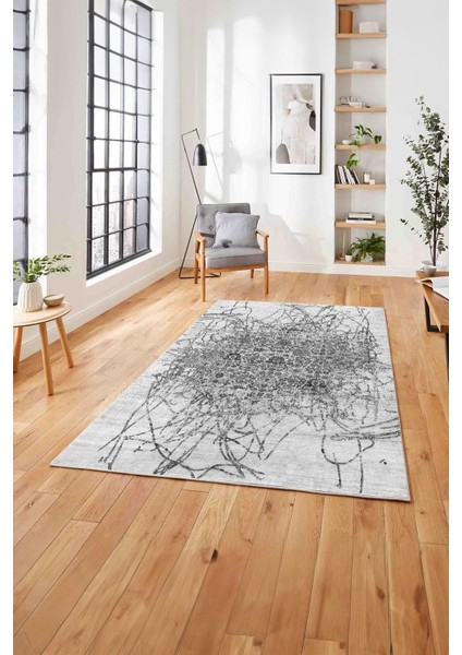 Dijital Baskılı Sade Akrilik Desen Yıkanabilir Kaymaz Yolluk Mutfak Salon Halısı, Sade-59-Gri,