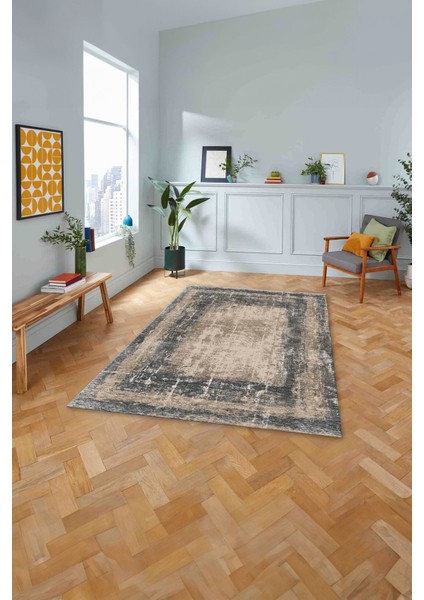Dijital Baskılı Sade Çerçeveli Desen Yıkanabilir Kaymaz Yolluk Mutfak Salon Halısı, Sade-62-Bej, fırsatları