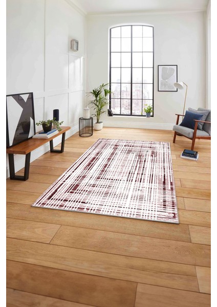 Dijital Baskılı Sade Çizgi Motifli Yıkanabilir Kaymaz Yolluk Mutfak Salon Halısı, Sade-84-Bordo, fiyatları