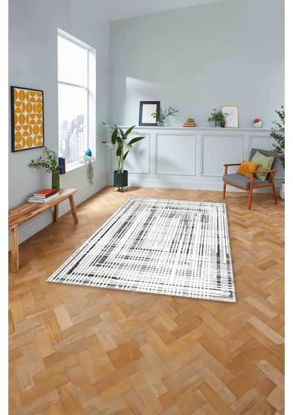 Dijital Baskılı Sade Çizgi Motifli Yıkanabilir Kaymaz Yolluk Mutfak Salon Halısı, Sade-84-Gri, fırsatları
