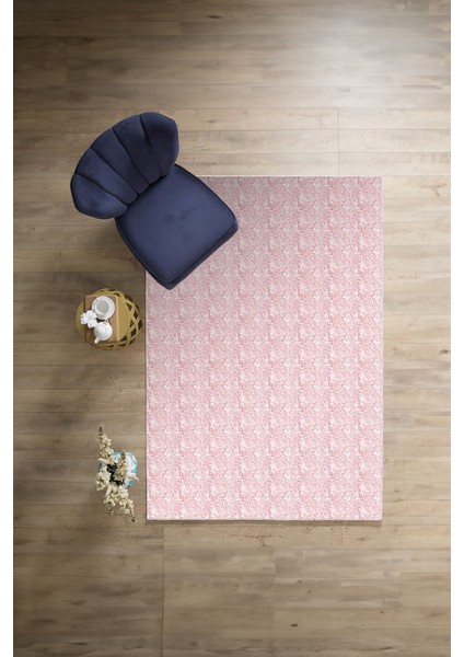 Dijital Baskılı Sade Geleneksel Model Yıkanabilir Kaymaz Yolluk Mutfak Salon Halısı, Sade-107-Pembe,