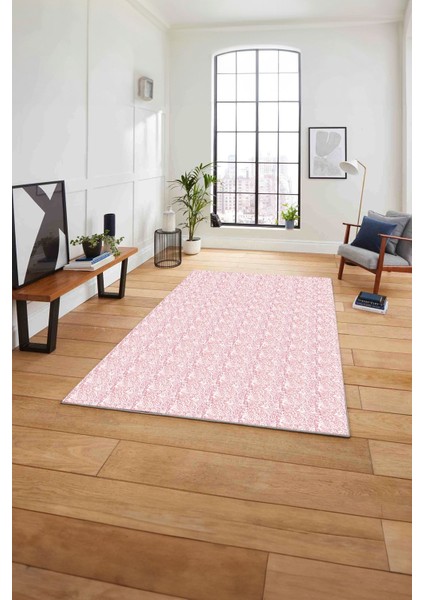 Dijital Baskılı Sade Geleneksel Model Yıkanabilir Kaymaz Yolluk Mutfak Salon Halısı, Sade-107-Pembe, fiyatları