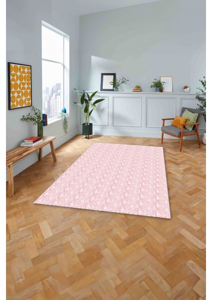 Dijital Baskılı Sade Geleneksel Model Yıkanabilir Kaymaz Yolluk Mutfak Salon Halısı, Sade-107-Pembe, fırsatları