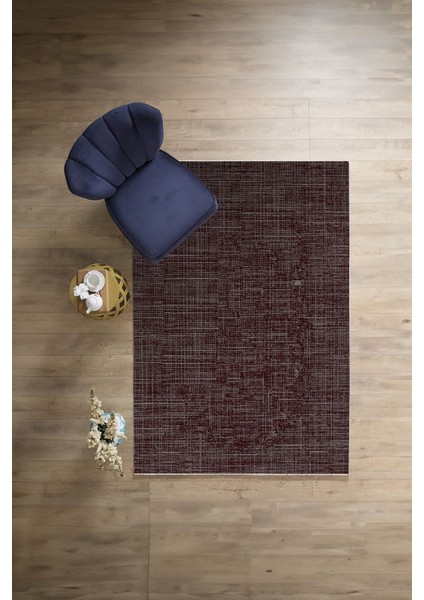 Dijital Sade Dekoratif Modern Desen Yıkanabilir Kaymaz Yolluk Mutfak Salon Halısı, Sade-108-Bordo,