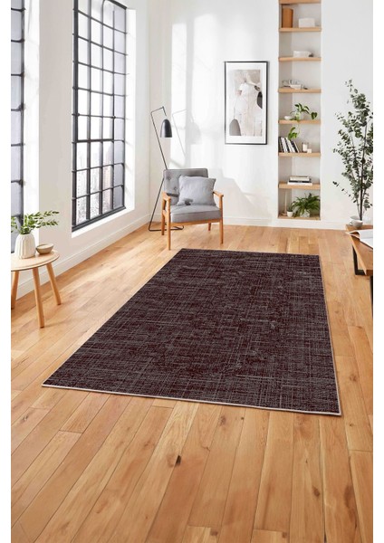 Dijital Sade Dekoratif Modern Desen Yıkanabilir Kaymaz Yolluk Mutfak Salon Halısı, Sade-108-Bordo,