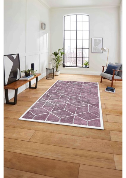 Dijital Baskılı Sade Küp Motifli Yıkanabilir Kaymaz Yolluk Mutfak Salon Halısı, Sade-57-Pembe, fiyatları