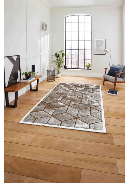 Dijital Baskılı Sade Küp Motifli Yıkanabilir Kaymaz Yolluk Mutfak Salon Halısı, Sade-57-Kahve, fiyatları