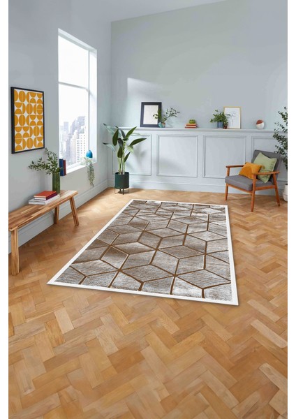 Dijital Baskılı Sade Küp Motifli Yıkanabilir Kaymaz Yolluk Mutfak Salon Halısı, Sade-57-Kahve, fırsatları