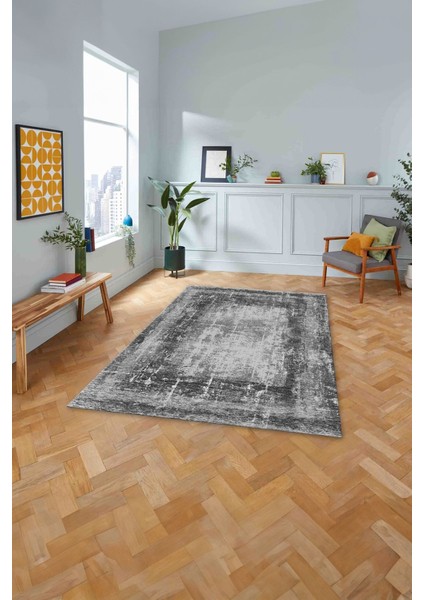 Dijital Baskılı Sade Çerçeveli Desen Yıkanabilir Kaymaz Yolluk Mutfak Salon Halısı, Sade-62-Gri, fırsatları