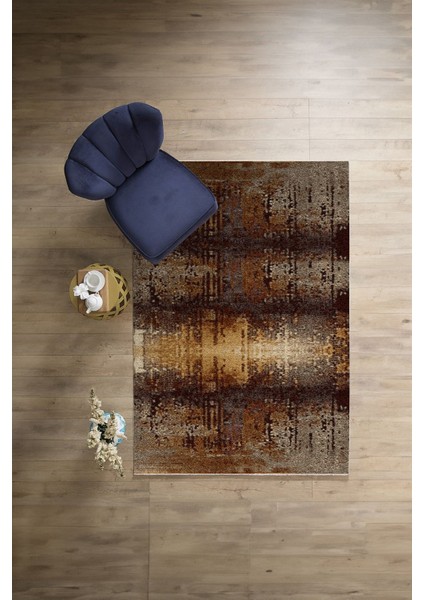 Dijital Baskılı Sade Buğulu Model Yıkanabilir Kaymaz Yolluk Mutfak Salon Halısı, Sade-75-Kahve,