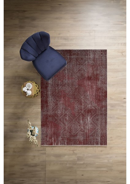 Dijital Sade Düz Renk Motifli Yıkanabilir Kaymaz Yolluk Mutfak Salon Halısı, Sade-100-Bordo,