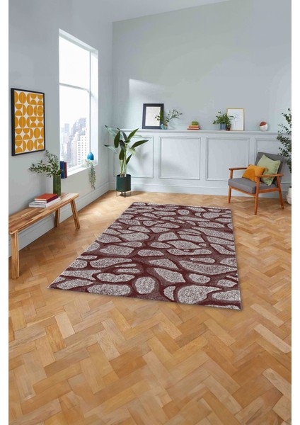 Dijital Sade Çakıl Taş Modelli Yıkanabilir Kaymaz Yolluk Mutfak Salon Halısı, Sade-76-Bordo, fırsatları