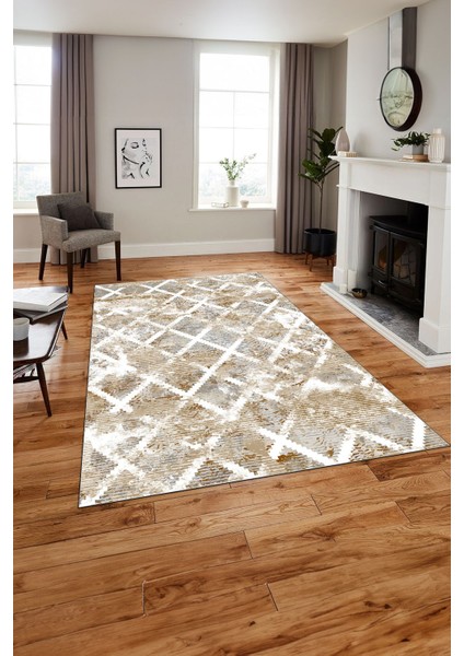 Dijital Baskılı Sade Kilim Desenli Yıkanabilir Kaymaz Yolluk Mutfak Salon Halısı, Sade-54-Krem, modelleri