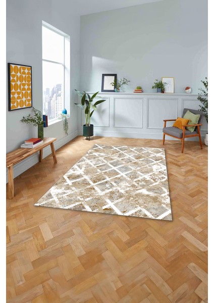 Dijital Baskılı Sade Kilim Desenli Yıkanabilir Kaymaz Yolluk Mutfak Salon Halısı, Sade-54-Krem, fırsatları