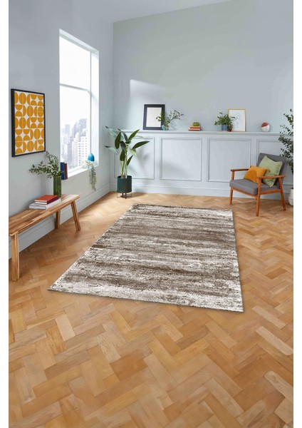 Dijital Sade Modern Geçişli Desen Yıkanabilir Kaymaz Yolluk Mutfak Salon Halısı, Sade-102-Kahve, fırsatları
