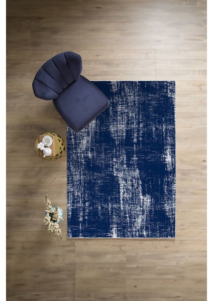 Dijital Baskılı Sade Desen Yıkanabilir Kaymaz Yolluk Mutfak Salon Halısı, Sade-71-Lacivert,