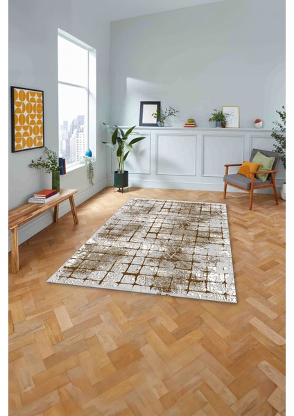 Dijital Baskılı Sade Kare Desenli Yıkanabilir Kaymaz Yolluk Mutfak Salon Halısı, Sade-73-Kahve, fırsatları