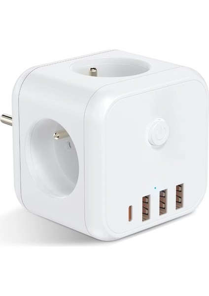 3 Soketli 3xusb+Type-C Akım Korumalı Priz, 7 In 1 Priz,